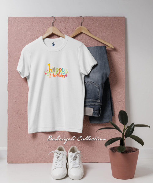 Oversize 1 yaş t-shirt Tasarımlı Unisex T-Shirt