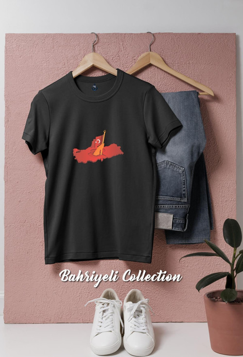 Oversize Türkiye Haritası Vektorel Tasarımlı Unisex T-Shirt