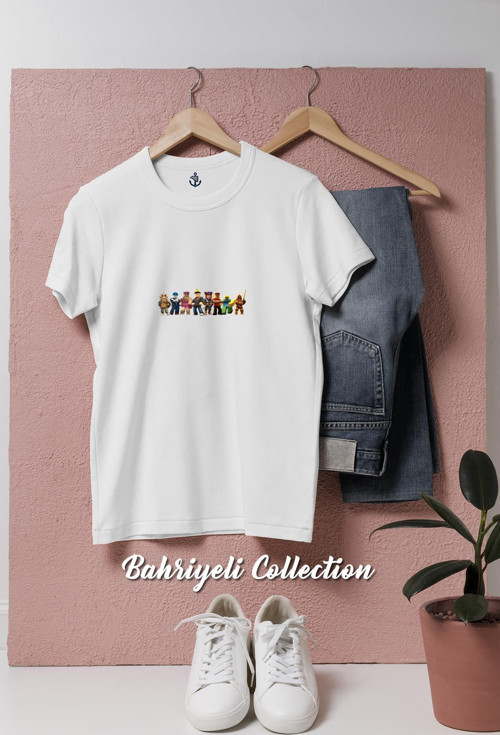 Oversize Roblox Mini Figürler Tasarımlı Unisex T-Shirt