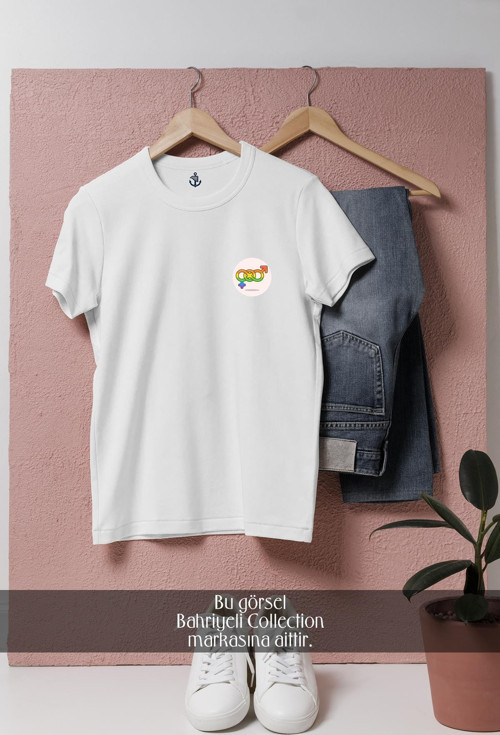 Oversize Bisexual Logo Cep Tasarımlı Unisex T-Shirt