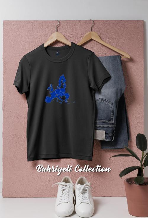 Oversize Schengen Ülkeleri Haritası  Tasarımlı Unisex T-Shirt