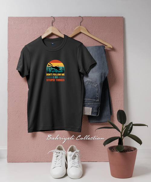 Oversize Dont Follow Me I Do Stupid Things Tasarımlı Unisex T-Shirt