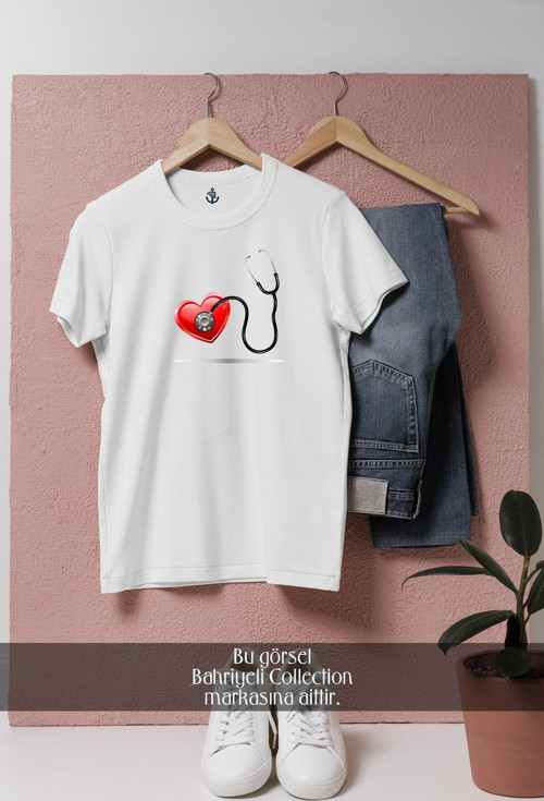 Oversize Black Stethoscope Steteskop Tasarımlı Unisex T-Shirt