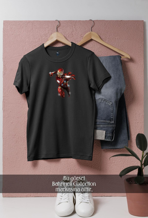 Oversize İronman Sinematik Tasarımlı Unisex T-Shirt