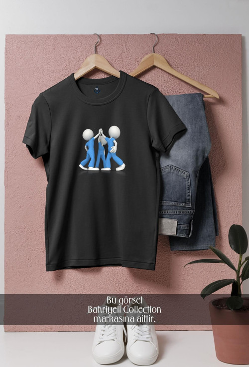 Oversize Takım Oyunu Güç Birleştirme Tasarımlı Unisex T-Shirt
