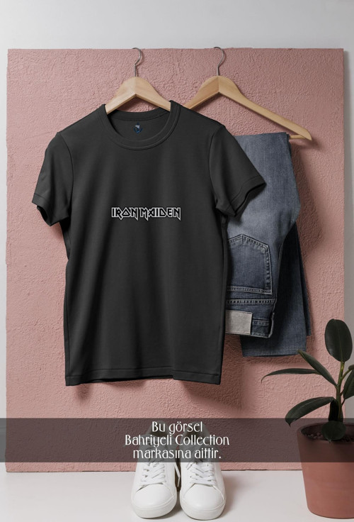 Oversize Black İron Maiden Tasarımlı Unisex T-Shirt