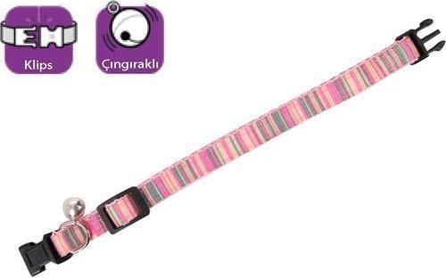 Kedi Boyun Tasması 30 cm Pembe Çıngıraklı