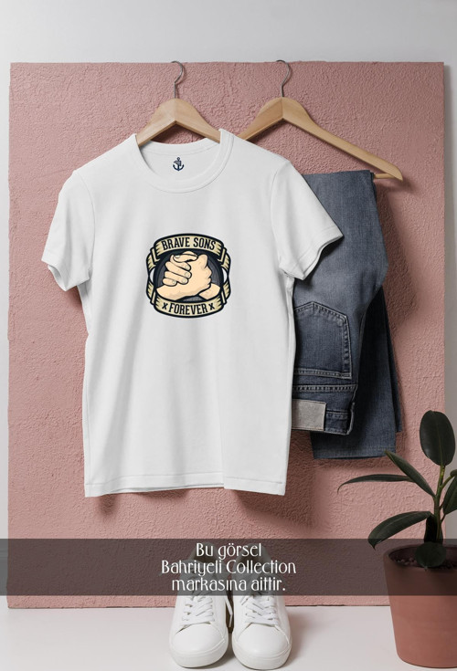 Oversize Brave Sons Forever Tasarımlı Unisex T-Shirt