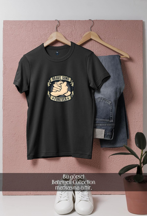 Oversize Brave Sons Forever Tasarımlı Unisex T-Shirt