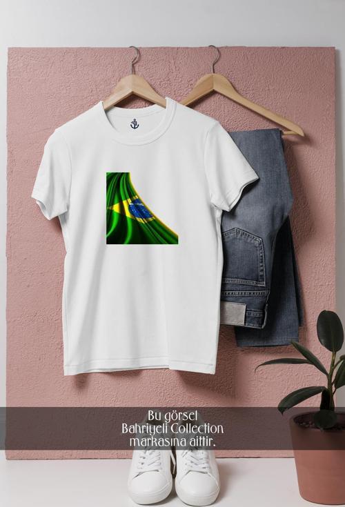 Oversize Brazil Bayrak Brezilya  Tasarımlı Unisex T-Shirt