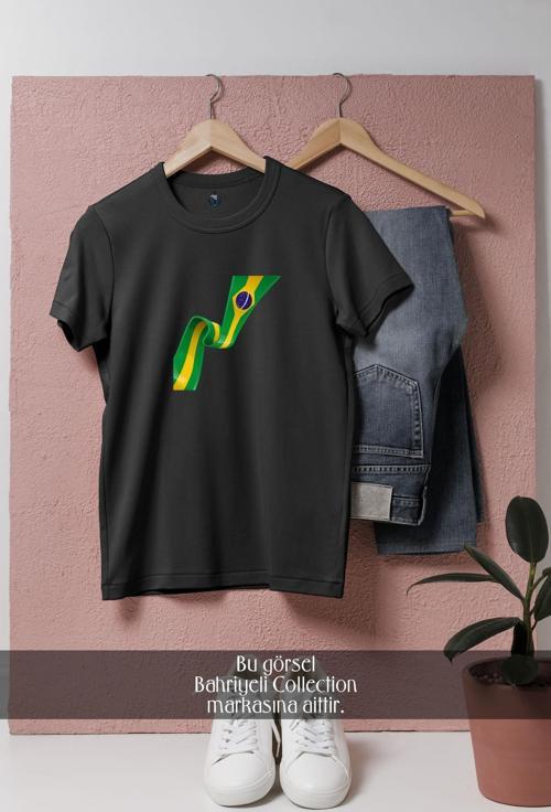 Oversize Brezilya Bayrak Perde  Tasarımlı Unisex T-Shirt
