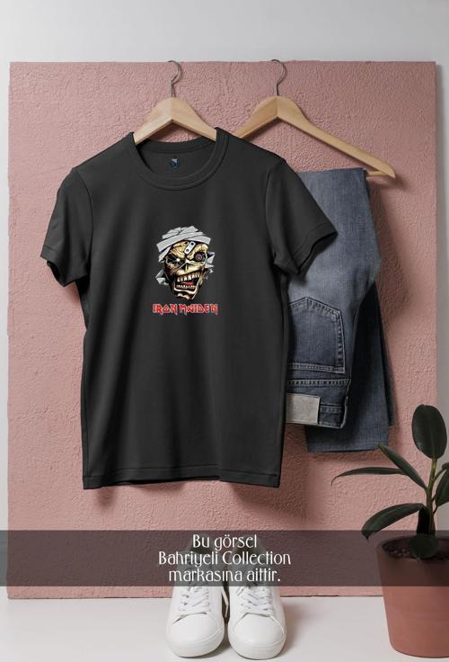 Oversize İron Maiden Kuru Kafa  Tasarımlı Unisex T-Shirt