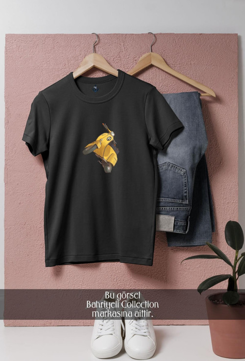 Oversize Vespa Motor Tasarımlı Unisex T-Shirt