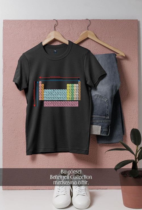 Oversize Kimya Periyodik Tablo - Cetvel Tasarımlı Unisex T-Shirt