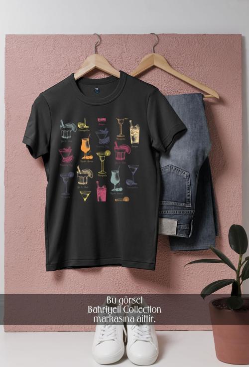 Oversize Kokteyller  Tasarımlı Unisex T-Shirt