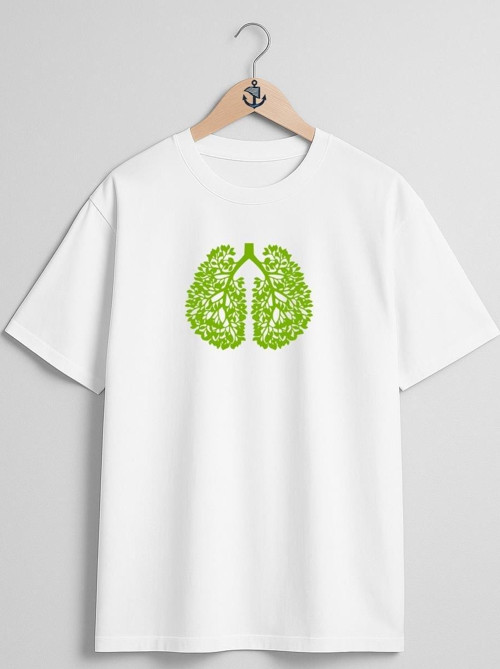 Oversize Akciğer Kanseri Göğüs Tasarımlı Unisex T-Shirt