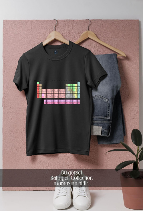 Oversize Periyodik Tablo Tasarımlı Unisex T-Shirt