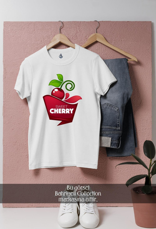 Oversize Sweet Cherry Kiraz Tasarımlı Unisex T-Shirt