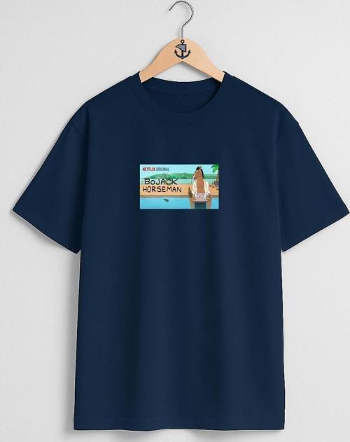 Oversize Bojack Horseman Dizi Göğüs Tasarımlı Unisex T-Shirt