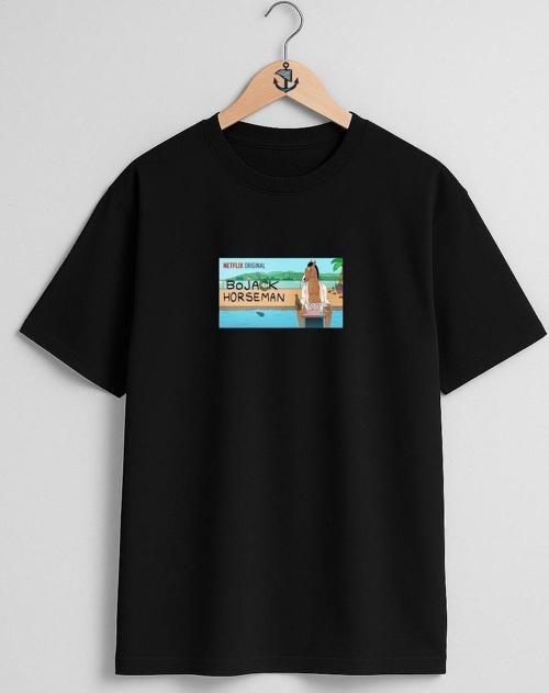 Oversize Bojack Horseman Dizi Göğüs Tasarımlı Unisex T-Shirt