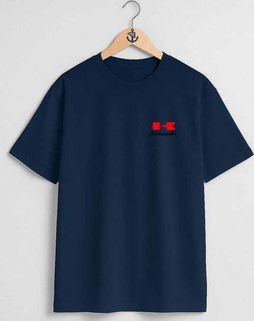 Oversize Kawasaki Logo Cep Tasarımlı Unisex T-Shirt