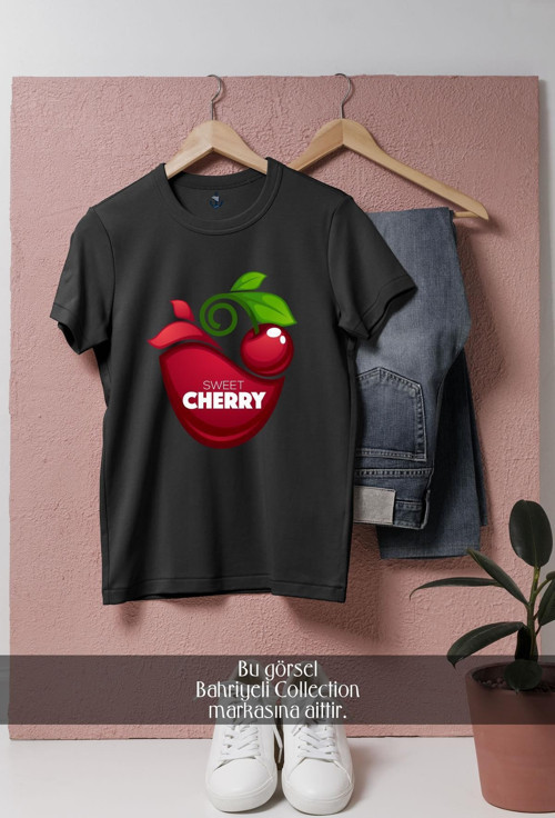 Oversize Sweet Cherry Tasarımlı Unisex T-Shirt