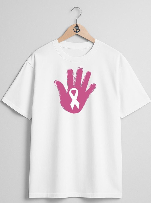 Oversize Breast Cancer Awareness Awareness Ribbon Göğüs Tasarımlı Unisex T-Shirt