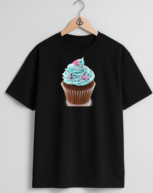 Oversize Cupcake Göğüs Tasarımlı Unisex T-Shirt