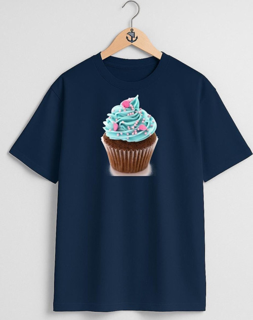 Oversize Cupcake Göğüs Tasarımlı Unisex T-Shirt