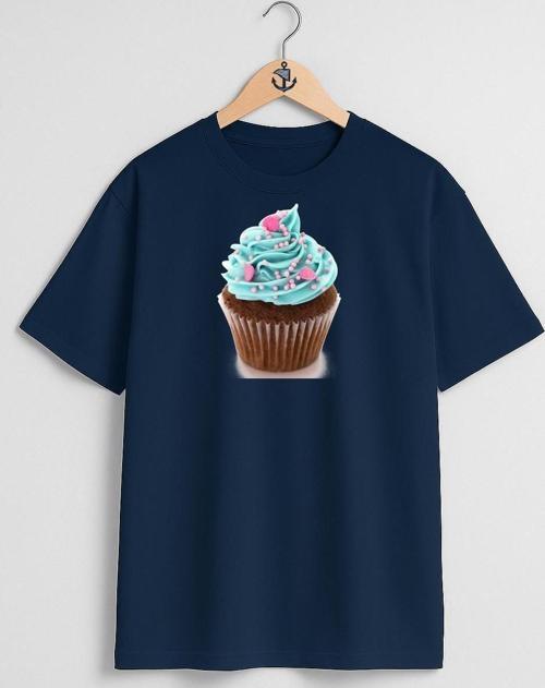 Oversize Cupcake Göğüs Tasarımlı Unisex T-Shirt
