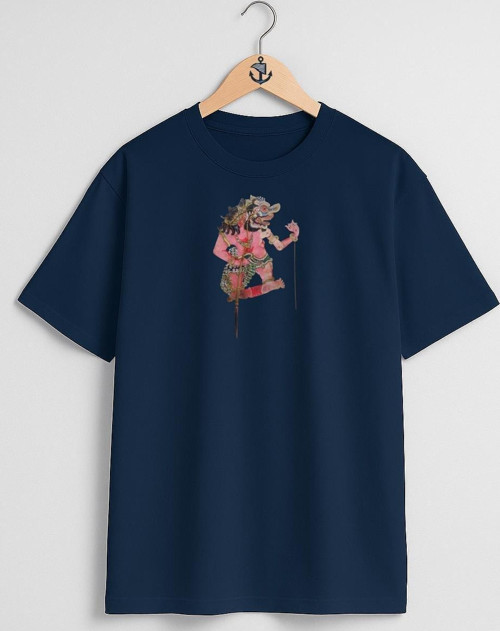 Oversize Hanuman Wayang Kulit Gölge Oyunu Göğüs Tasarımlı Unisex T-Shirt