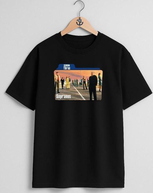 Oversize The Sopranos Seaoson Three Göğüs Tasarımlı Unisex T-Shirt
