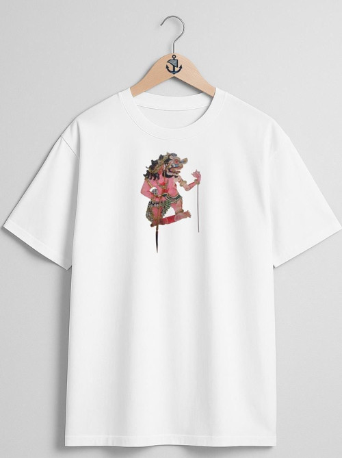 Oversize Hanuman Wayang Kulit Gölge Oyunu Göğüs Tasarımlı Unisex T-Shirt