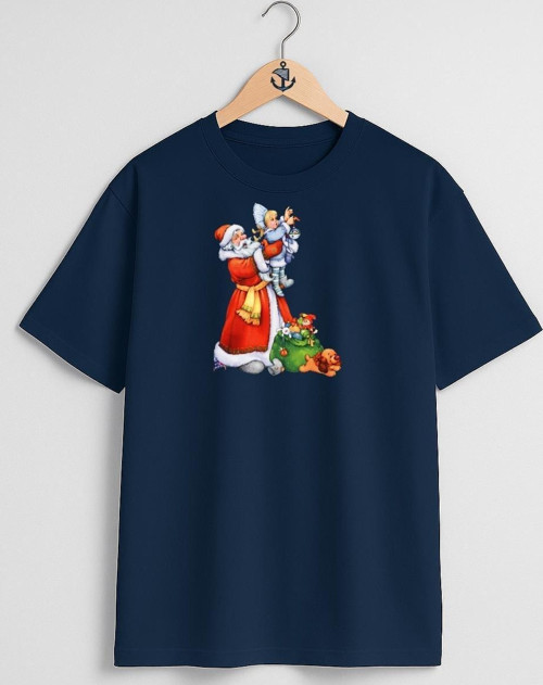 Oversize Ded Moroz Snegurochka Göğüs Tasarımlı Unisex T-Shirt