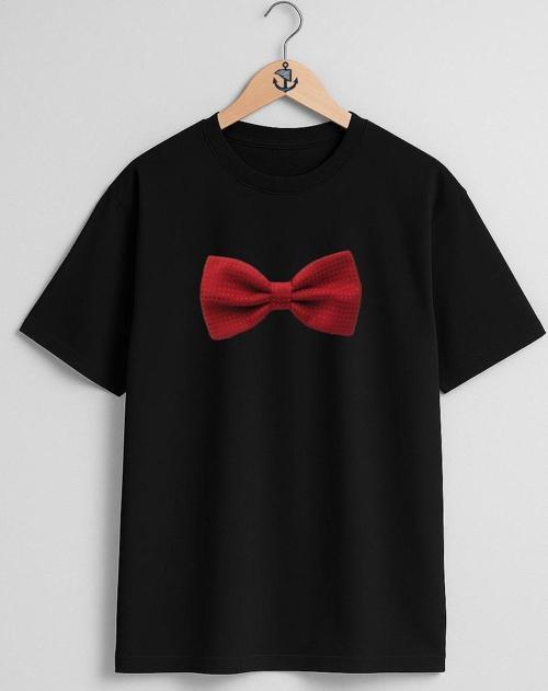 Oversize Kırmızı Papyon Red Bow Tie Göğüs Tasarımlı Unisex T-Shirt