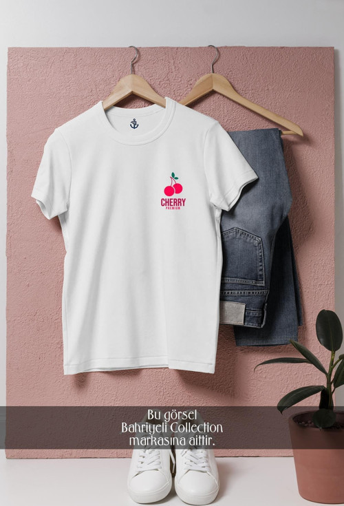 Oversize Cherry Premium Cep Tasarımlı Unisex T-Shirt