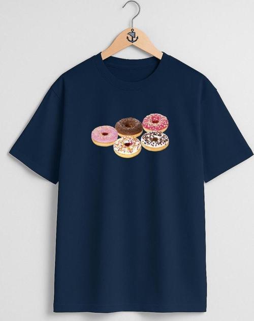 Oversize Donut Ve Kruvasan Göğüs Tasarımlı Unisex T-Shirt