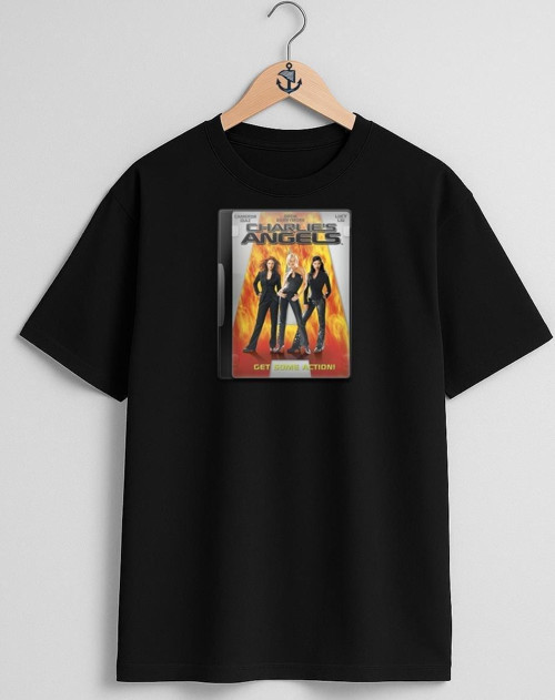Oversize Charlienin Melekleri Göğüs Tasarımlı Unisex T-Shirt