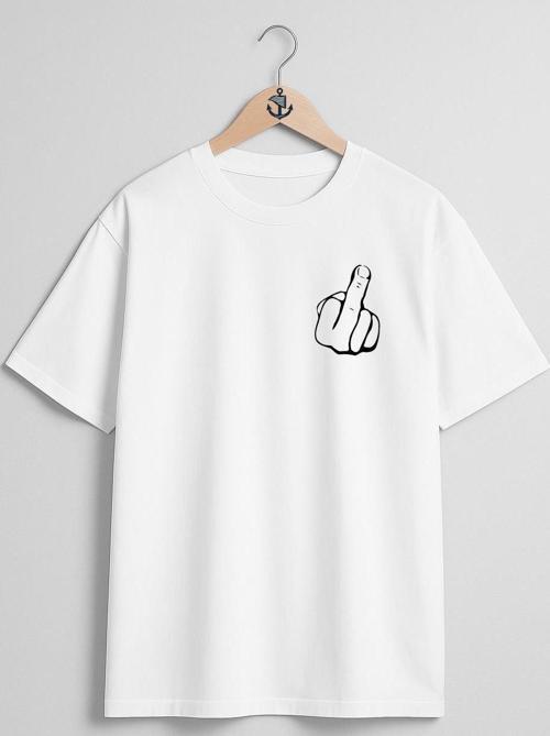 Oversize Orta Parmak Görsel Cep ve Sırt Tasarımlı Unisex T-Shirt