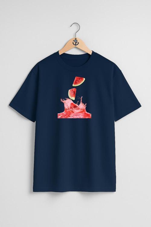 Oversize Karpuz Ferahlatıcı Göğüs Tasarımlı Unisex T-Shirt