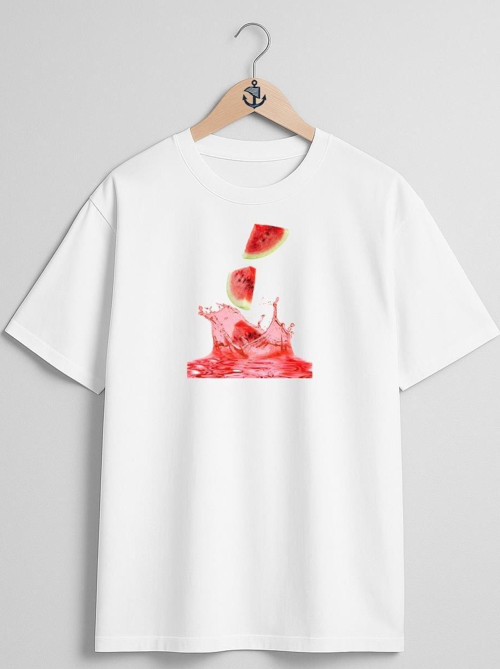 Oversize Karpuz Ferahlatıcı Göğüs Tasarımlı Unisex T-Shirt