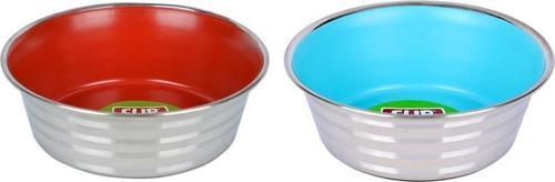 KE 1300PSR Çizgi Desenli Renkli Silikon Taban Çelik Mama Kabı 13 cm