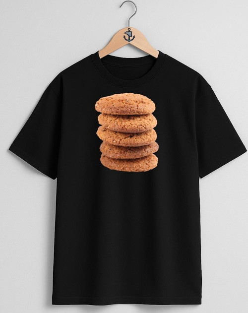 Oversize Cookie Kurabiye Göğüs Tasarımlı Unisex T-Shirt
