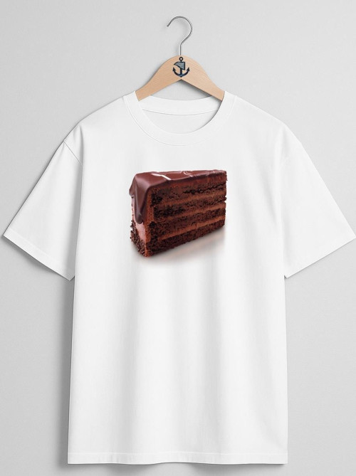 Oversize Çikolatalı Kek Göğüs Tasarımlı Unisex T-Shirt