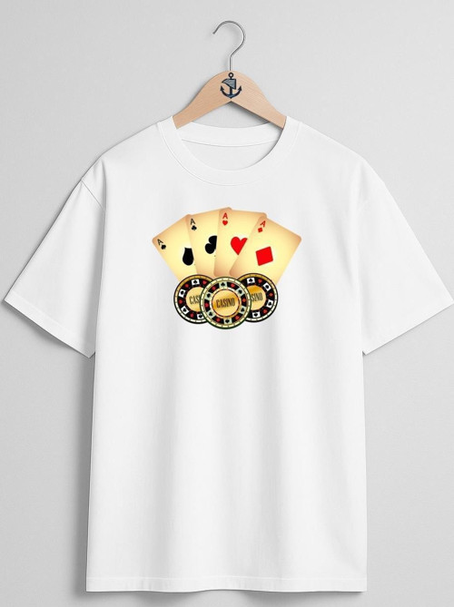 Oversize Online Casino Online Gambling Göğüs Tasarımlı Unisex T-Shirt