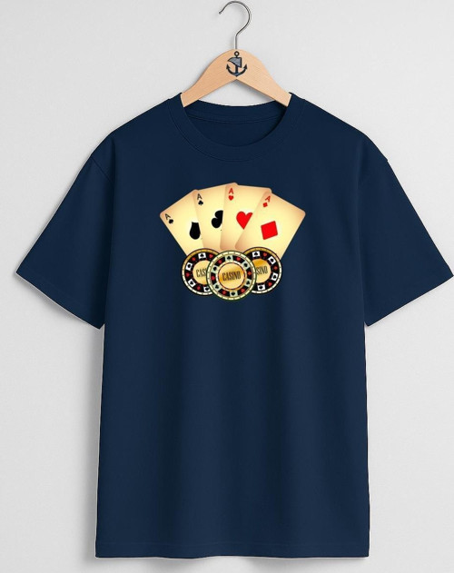Oversize Online Casino Online Gambling Göğüs Tasarımlı Unisex T-Shirt
