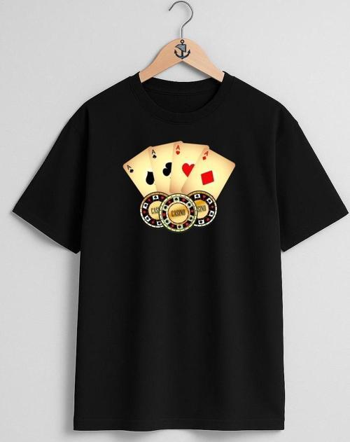 Oversize Online Casino Online Gambling Göğüs Tasarımlı Unisex T-Shirt
