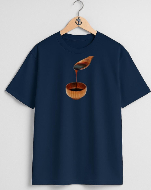 Oversize Pekmez Göğüs Tasarımlı Unisex T-Shirt
