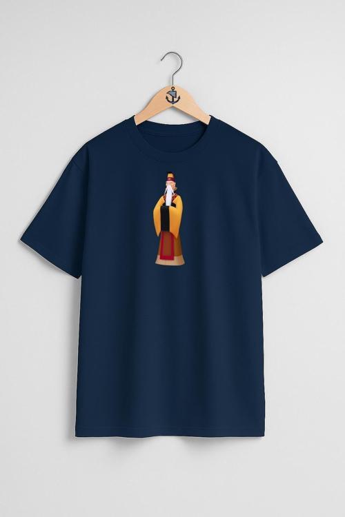Oversize Çin İmparatoru Fa Mulan Chi-Fu Göğüs Tasarımlı Unisex T-Shirt