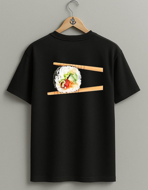 Oversize Sushi, Sushi Makizushi Japanese Cuisine Sırt Tasarımlı Unisex T-Shirt